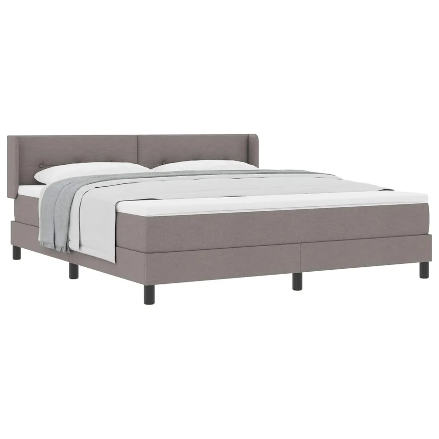 Lit à ressorts avec tête de lit Taupe 200 x 180 cm tissu - 2