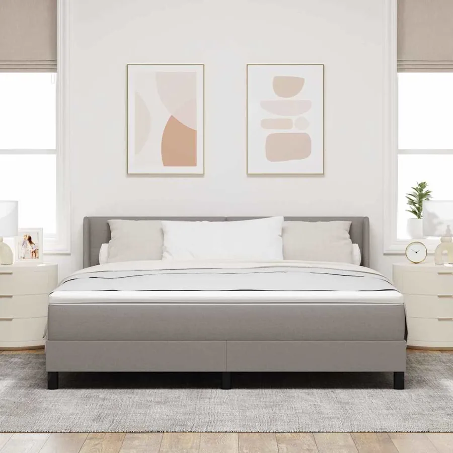 Lit à ressorts avec tête de lit Taupe 200 x 180 cm tissu - 3