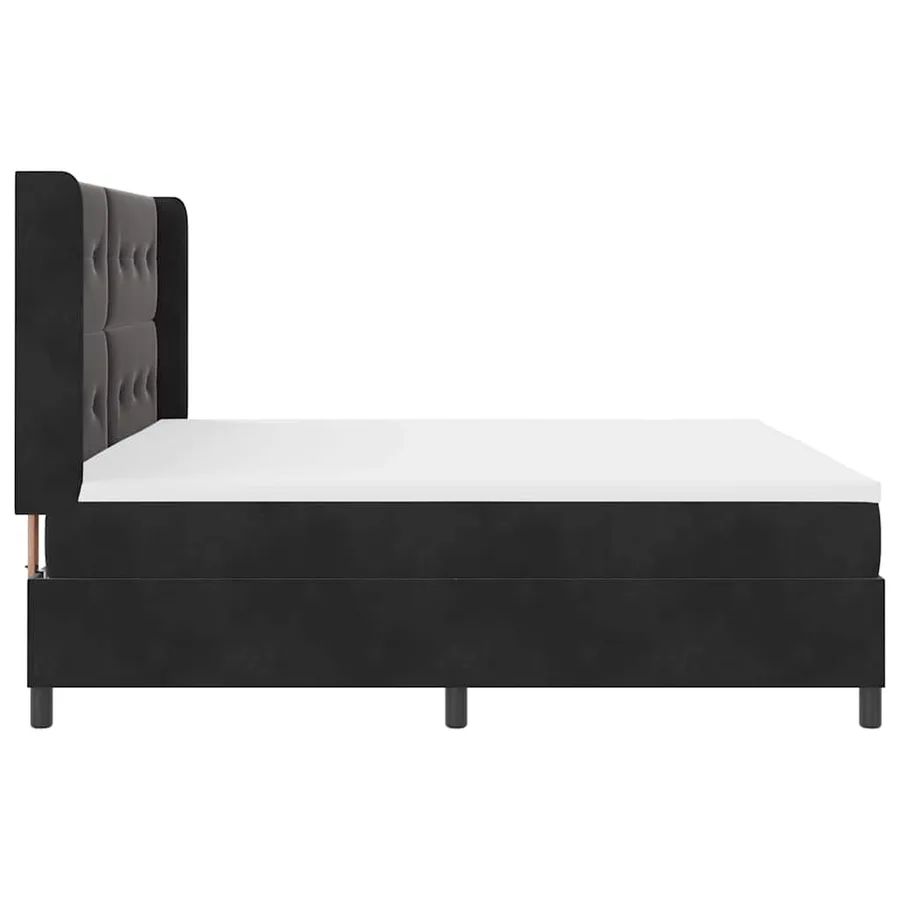 Lit à ressorts avec bandes LED Noir 200 x 200 cm Velours - 9