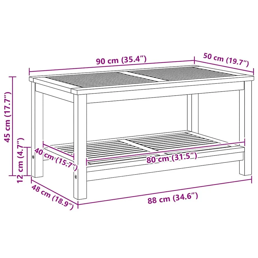 Table d'appoint Huile Naturelle 90 x 50 x 45 cm - 9
