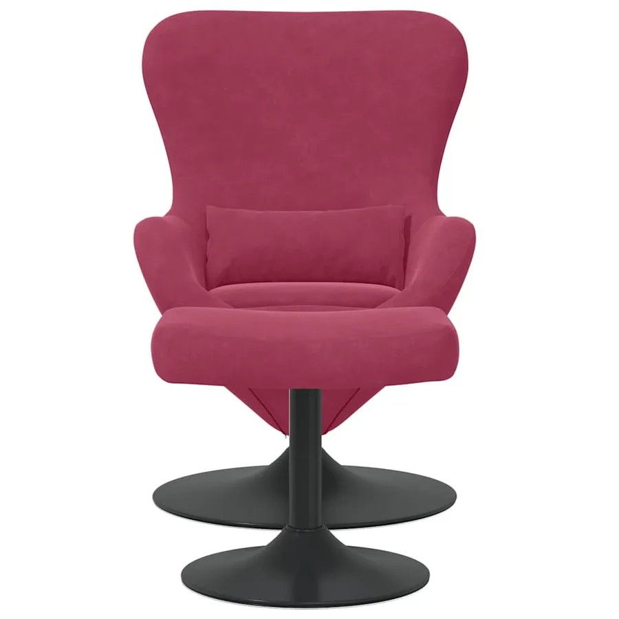 Chaise Œuf avec Pouf Bordeaux Velours - 4