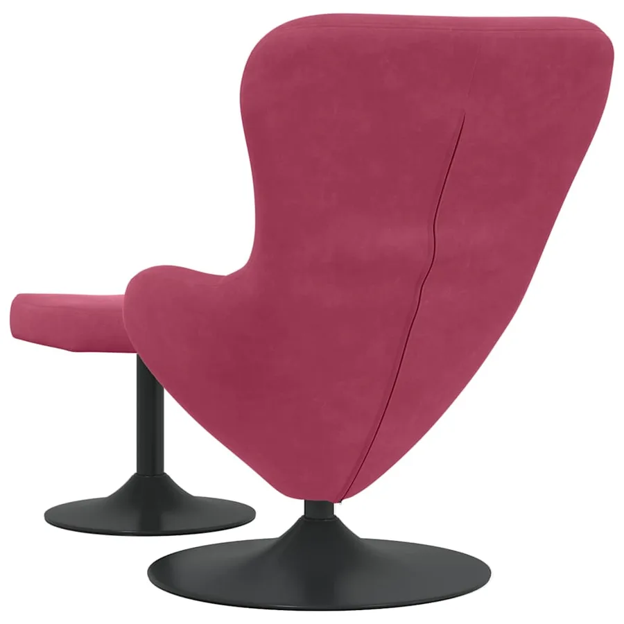Chaise Œuf avec Pouf Bordeaux Velours - 6