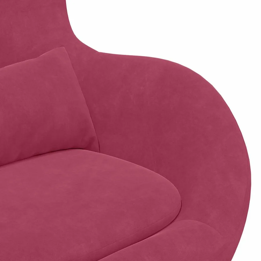 Chaise Œuf avec Pouf Bordeaux Velours - 7