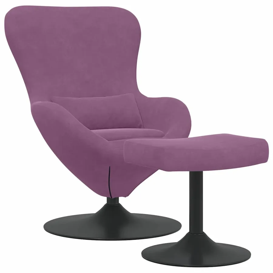Chaise Œuf avec Pouf Violet Velours - 2