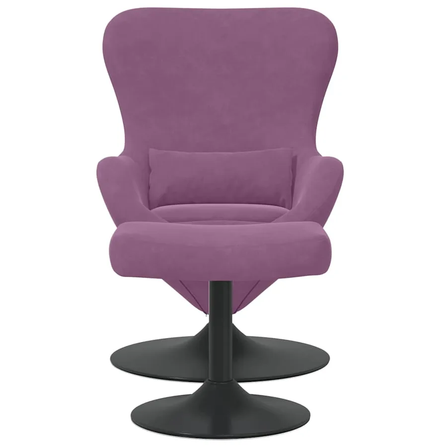 Chaise Œuf avec Pouf Violet Velours - 4