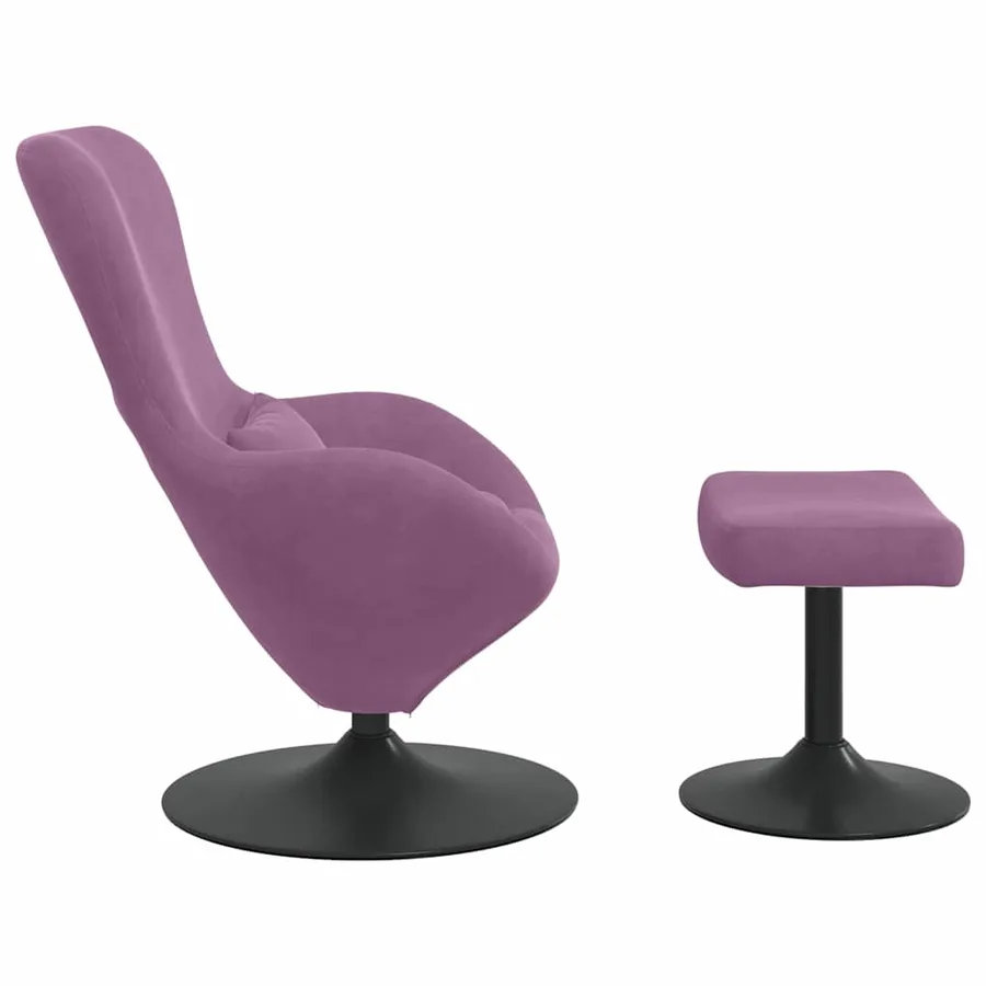 Chaise Œuf avec Pouf Violet Velours - 5