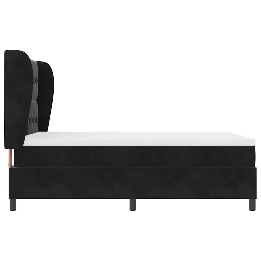 Lit à ressorts avec tête de lit Noir 200 x 140 cm Velours - 7