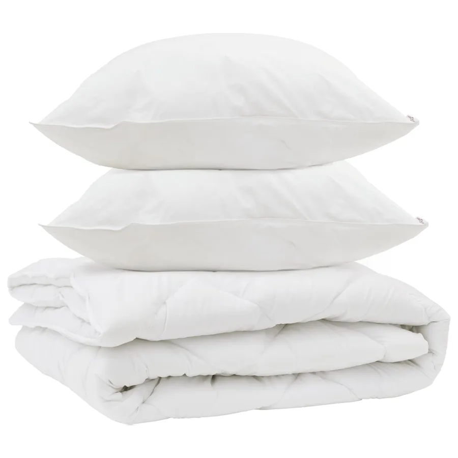 Duvet toutes saisons avec oreiller 3 pcs Blanc Microfibre - 2