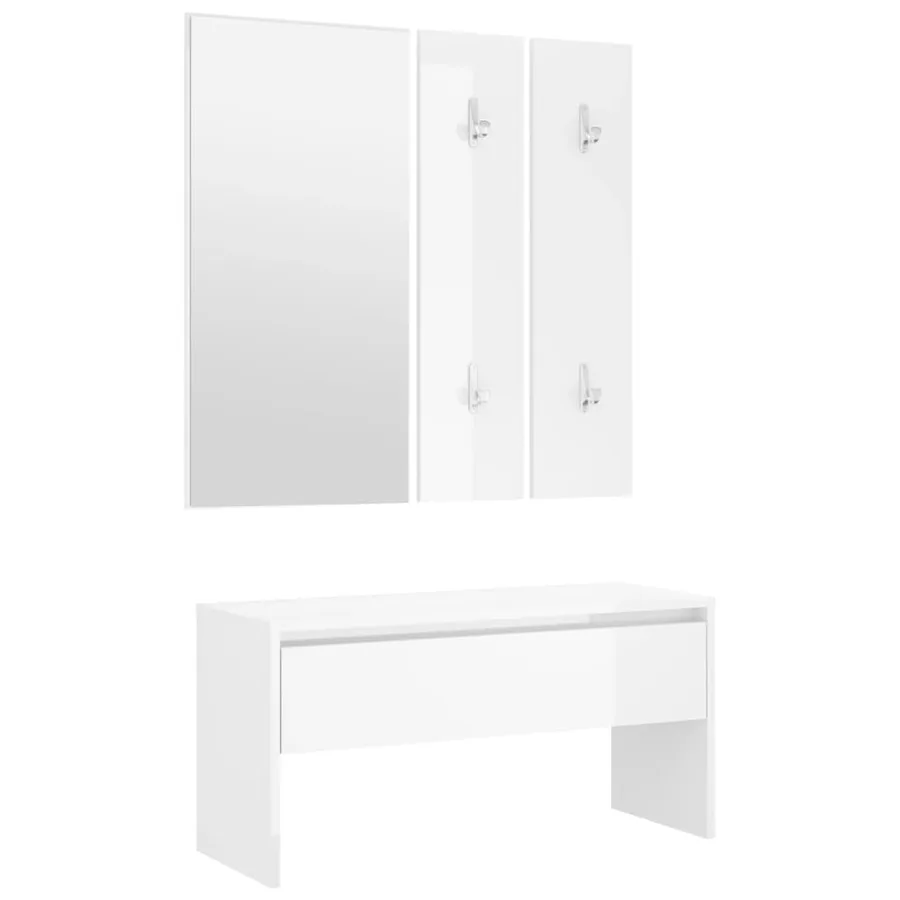 Ensemble de meubles de couloir Blanc brillant Bois d'ingénierie - 2