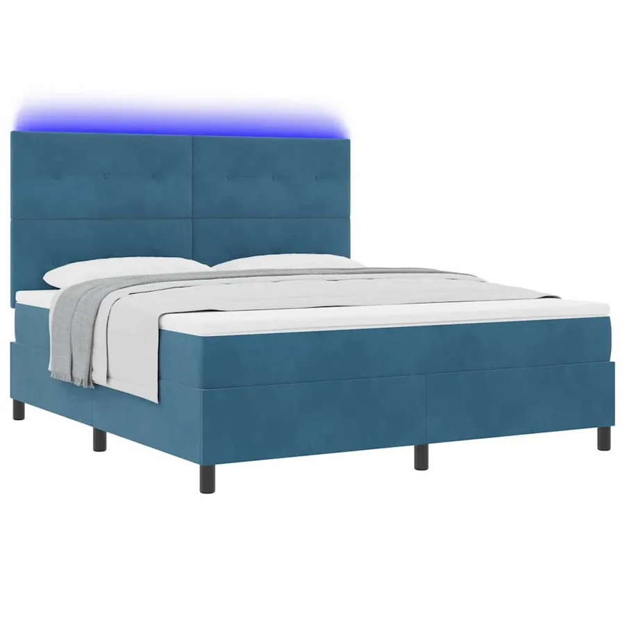 Lit à ressort LED Bleu foncé 180 x 200 cm Velours - 3