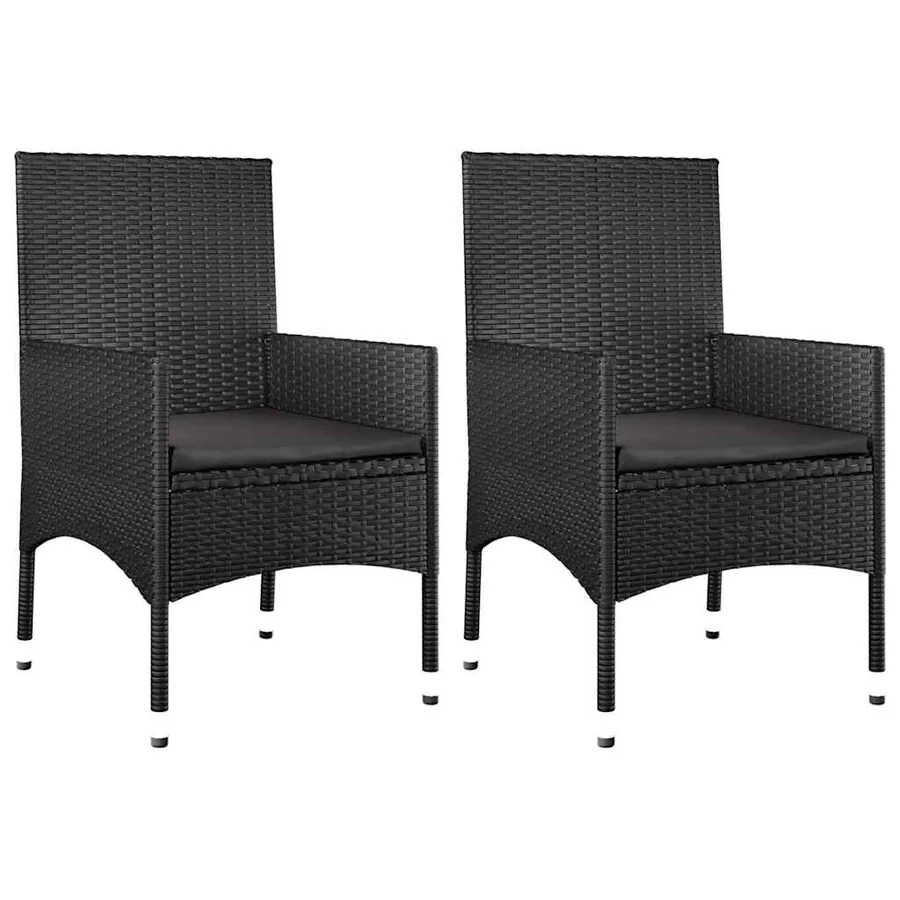 Salon de jardin 4 pcs avec coussins Noir Résine tressée - 7