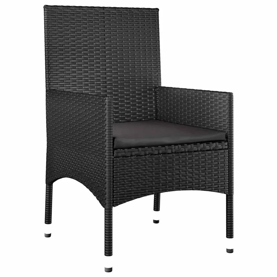 Salon de jardin 4 pcs avec coussins Noir Résine tressée - 8