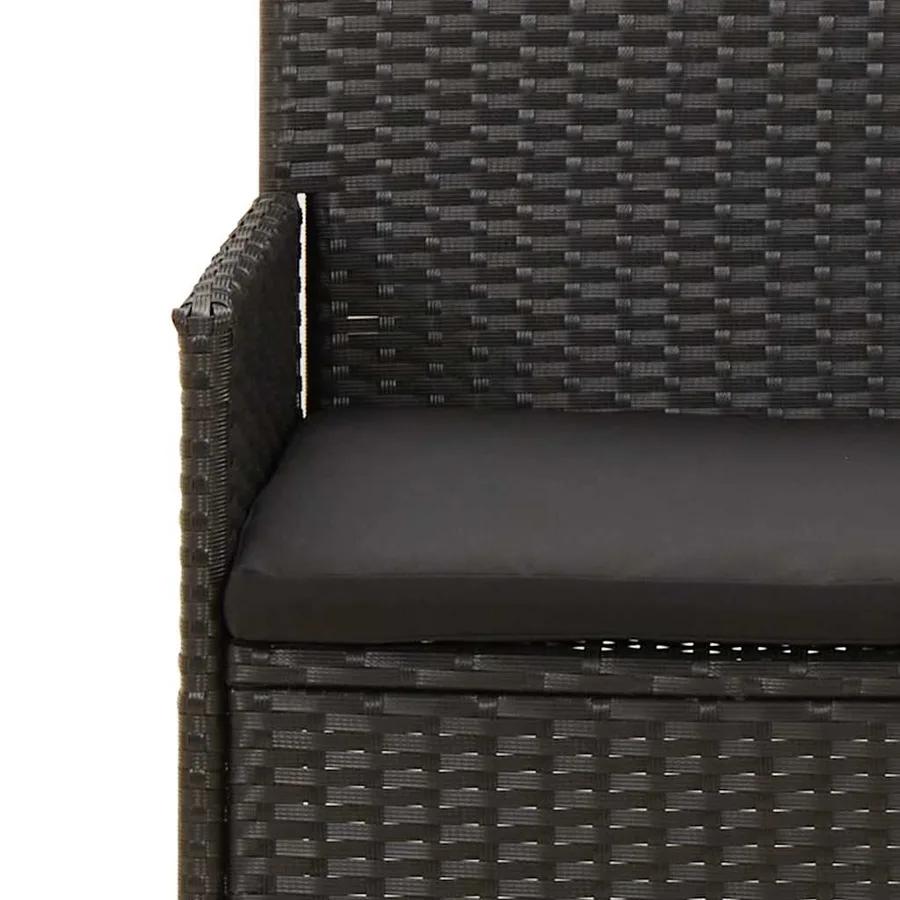 Salon de jardin 4 pcs avec coussins Noir Résine tressée - 9