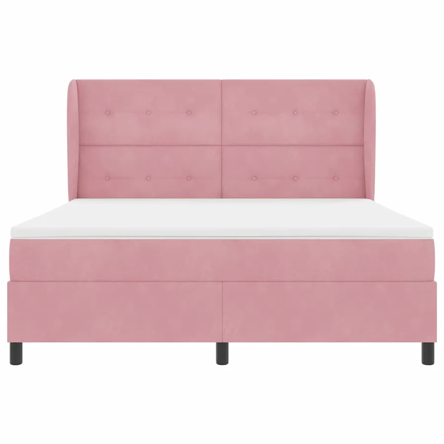 Lit à ressorts avec tête de lit Rose 200 x 180 cm Velours - 7