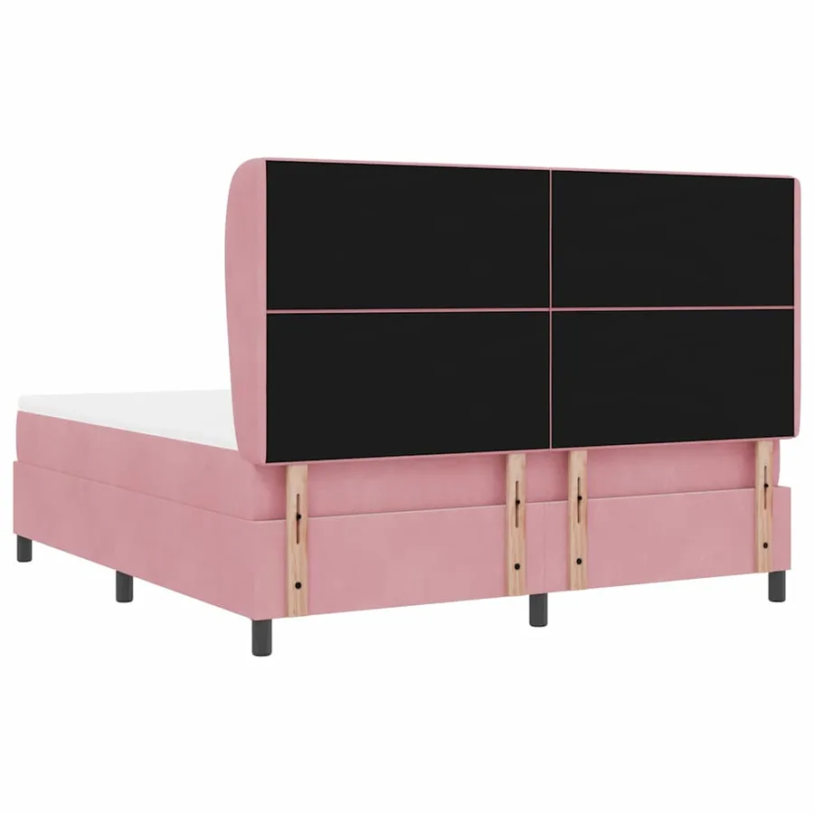 Lit à ressorts avec tête de lit Rose 200 x 180 cm Velours - 9
