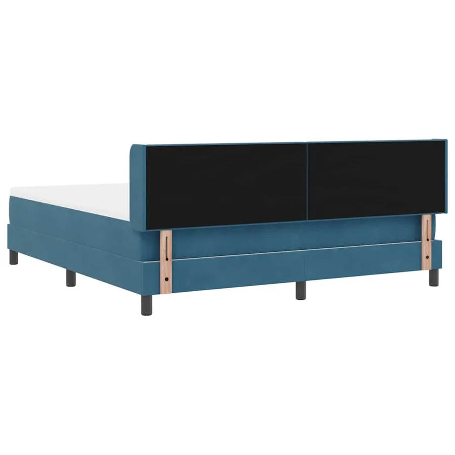 Lit à ressorts avec tête de lit Bleu foncé 200 x 180 cm Velours - 9