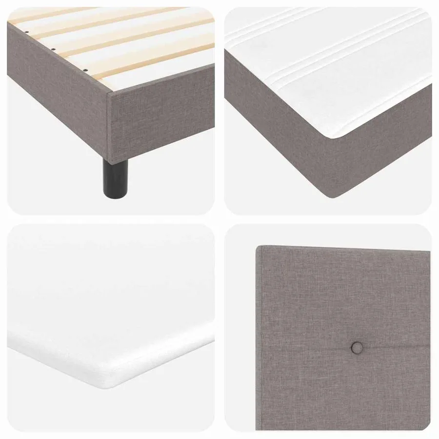 Lit à ressorts avec matelas Taupe 140 x 190 cm tissu - 11