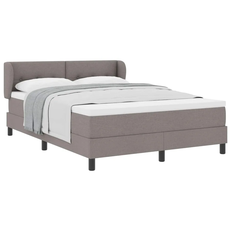 Lit à ressorts avec matelas Taupe 140 x 190 cm tissu - 2