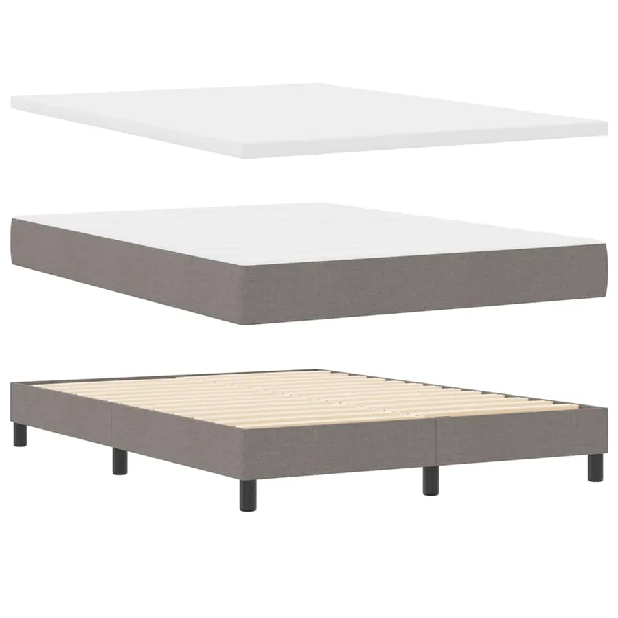 Lit à ressorts avec matelas Taupe 140 x 190 cm tissu - 4