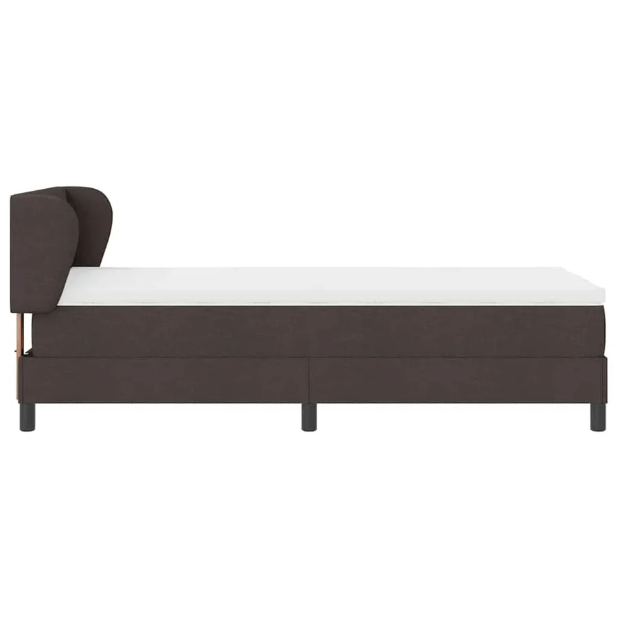 Lit à ressorts avec tête de lit Marron foncé 80 x 200 cm tissu - 7