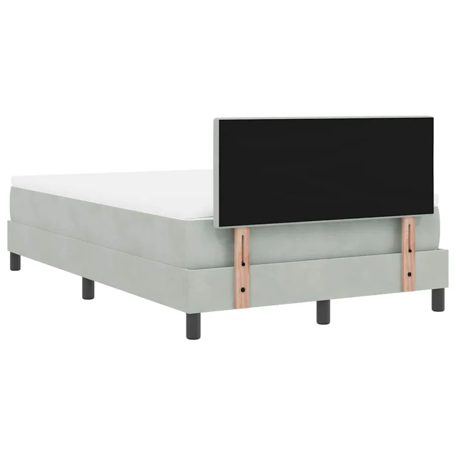 Lit à ressort LED Gris clair 120 x 200 cm Velours - 8