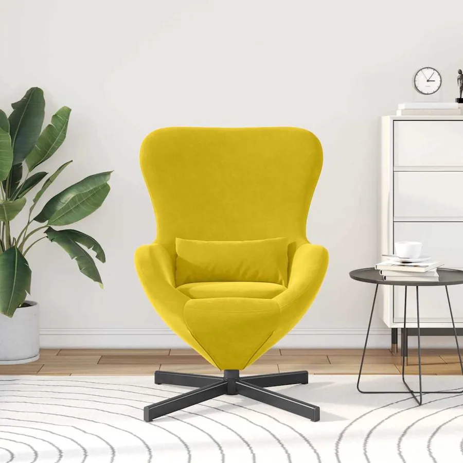 Fauteuil œuf Jaune 63 x 73 x 90 cm Velours - 3