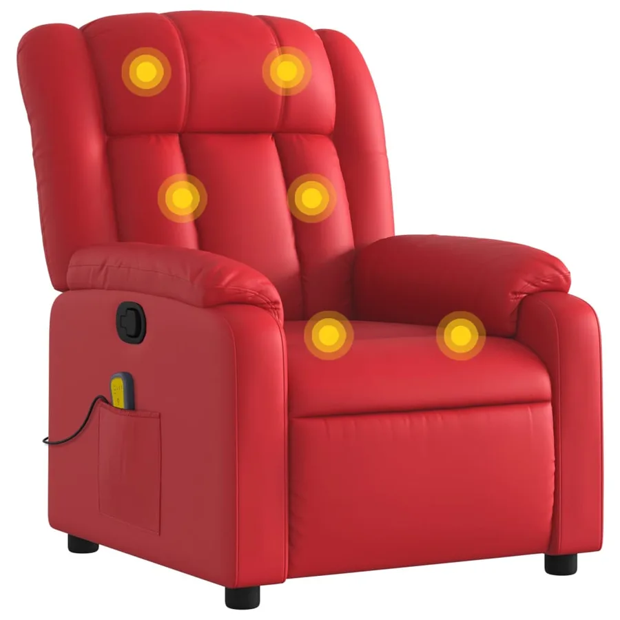 Fauteuil de massage inclinable rouge similicuir - 2