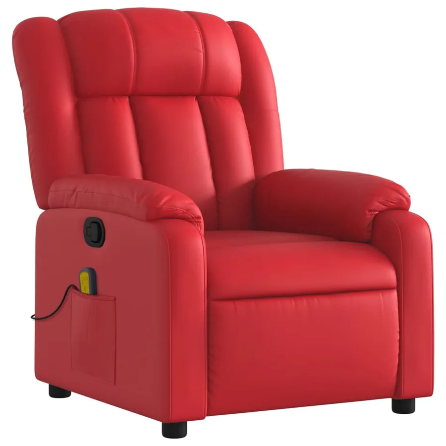 Fauteuil de massage inclinable rouge similicuir - 3