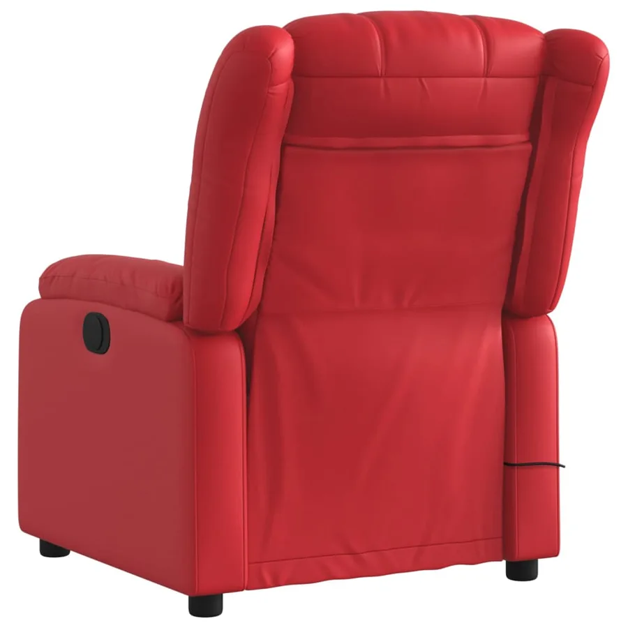 Fauteuil de massage inclinable rouge similicuir - 4