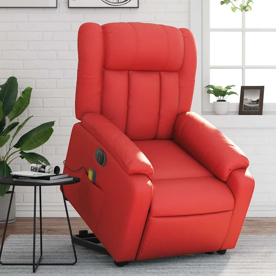 Fauteuil inclinable de massage électrique rouge similicuir