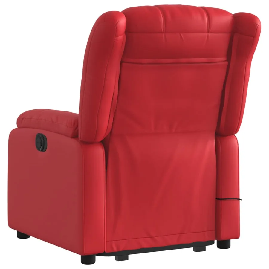 Fauteuil inclinable de massage électrique rouge similicuir - 4