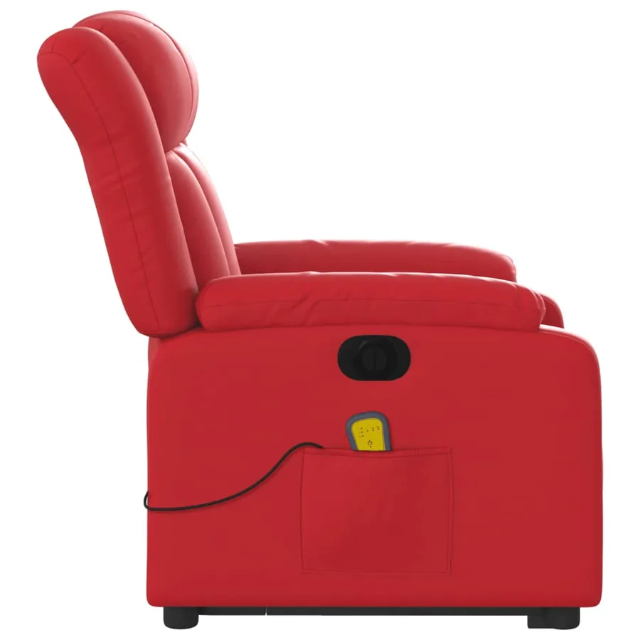 Fauteuil inclinable de massage électrique rouge similicuir - 9