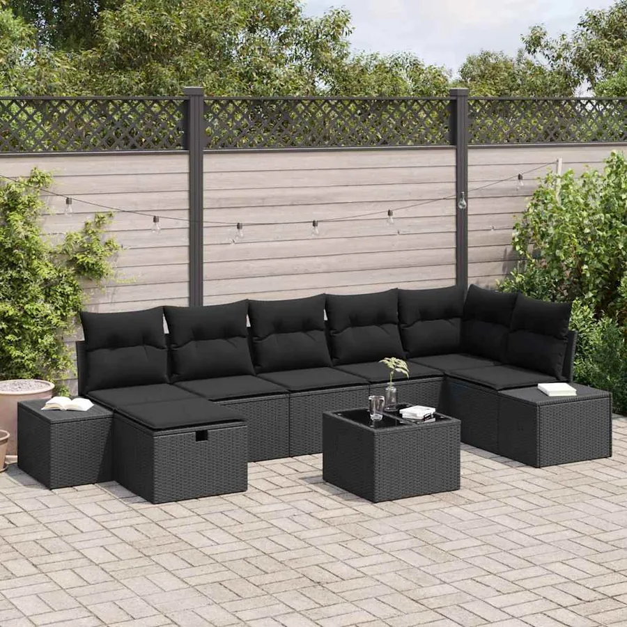 Ensemble de Canapés avec coussin 8 pcs polyrotin