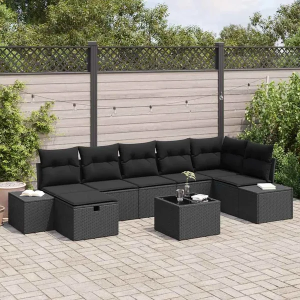 Ensemble de Canapés avec coussin 8 pcs polyrotin