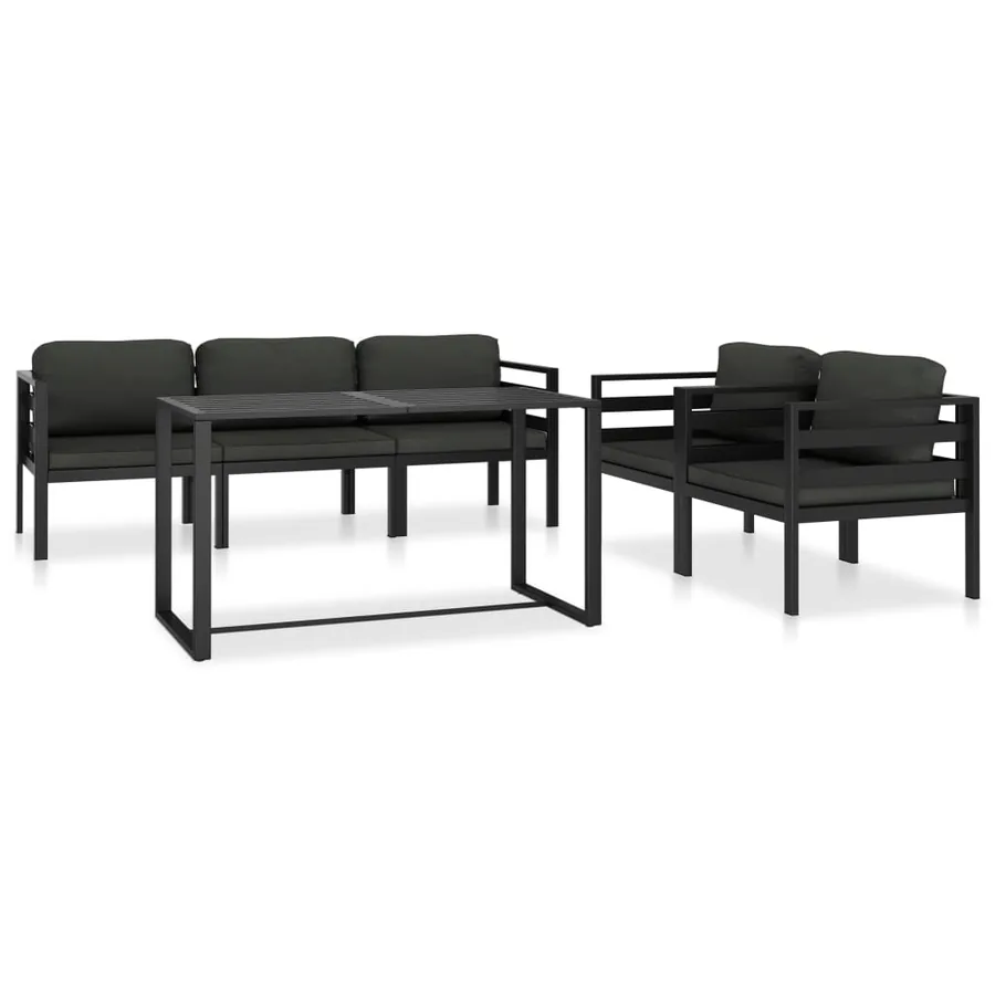Salon de jardin 6 pcs avec coussins Aluminium Anthracite