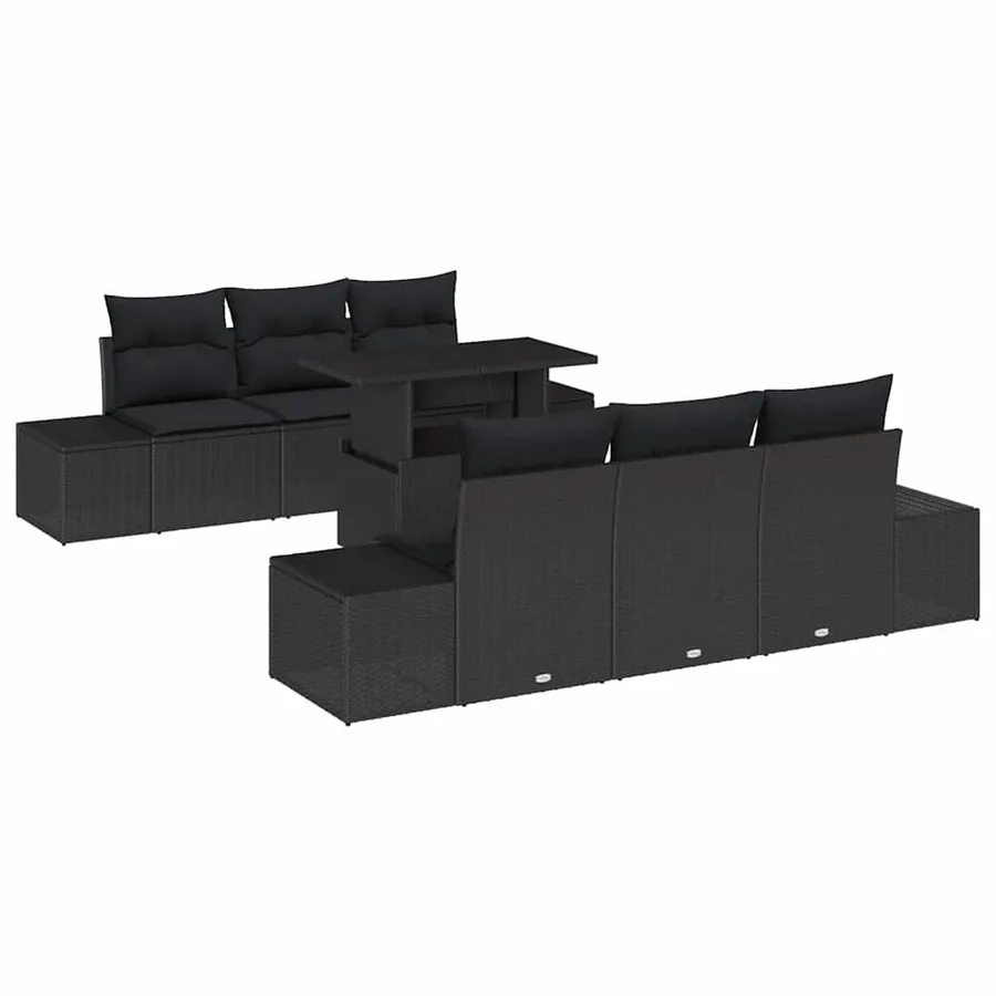 Ensemble de canapé de jardin avec coussin 7 pcs Noir - 2