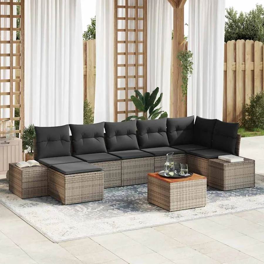 Ensemble de canapé de jardin 8 pcs Gris