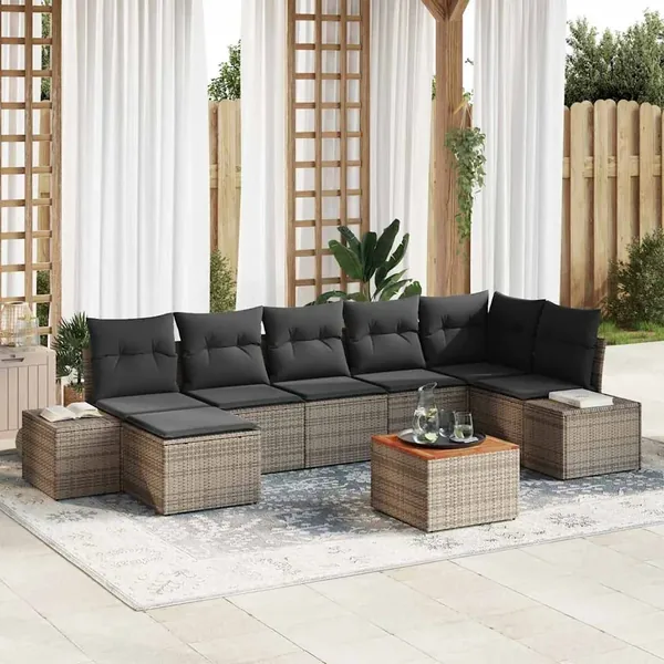 Ensemble de canapé de jardin 8 pcs Gris