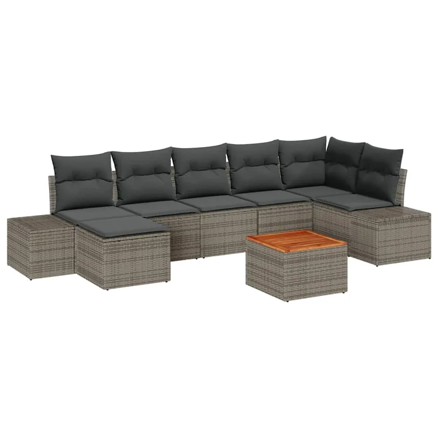 Ensemble de canapé de jardin 8 pcs Gris - 2