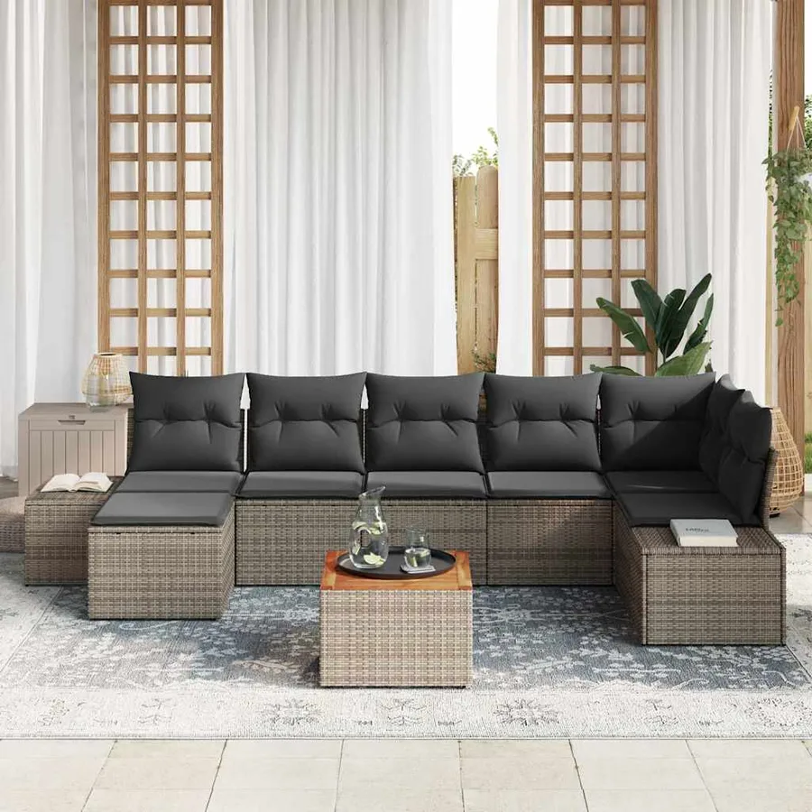 Ensemble de canapé de jardin 8 pcs Gris - 3