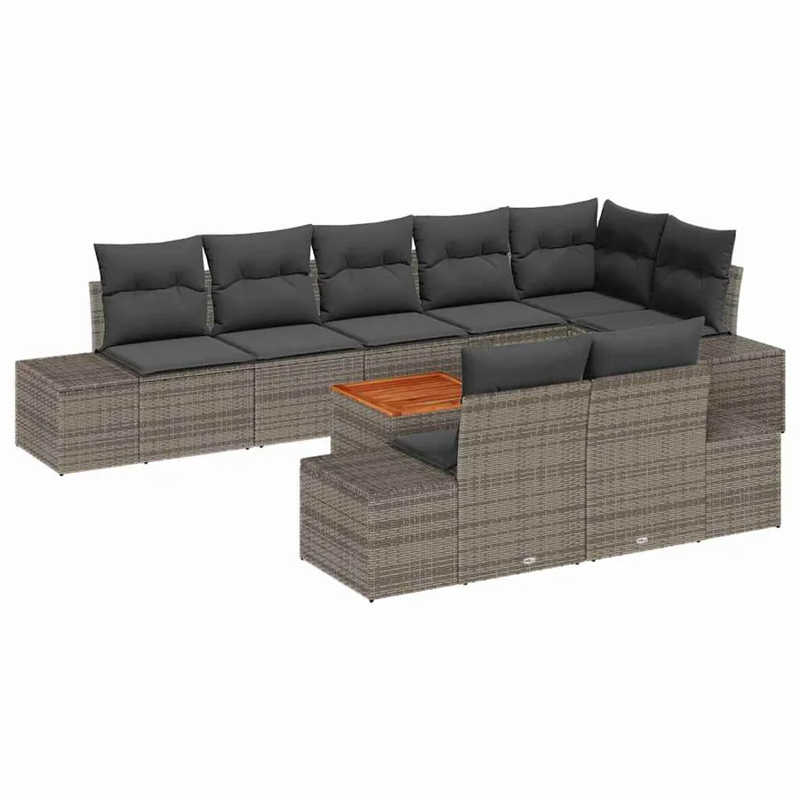Ensemble de canapé de jardin avec stockage 9 pcs Gris - 2