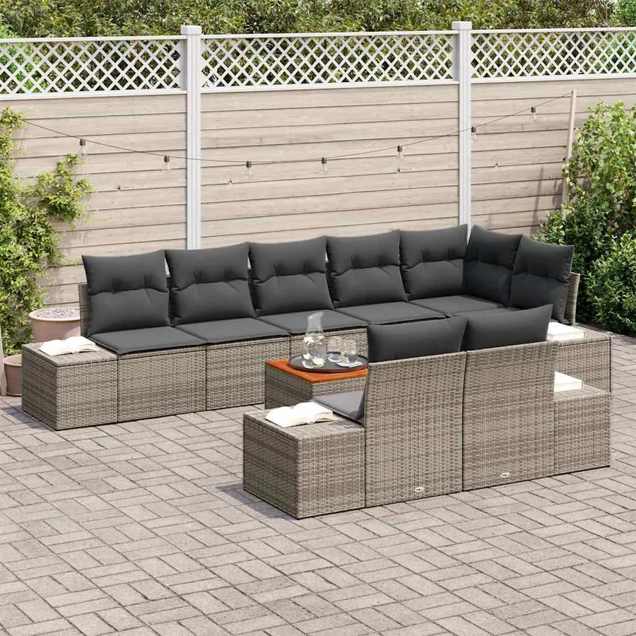 Ensemble de canapé de jardin avec stockage 9 pcs Gris - 3