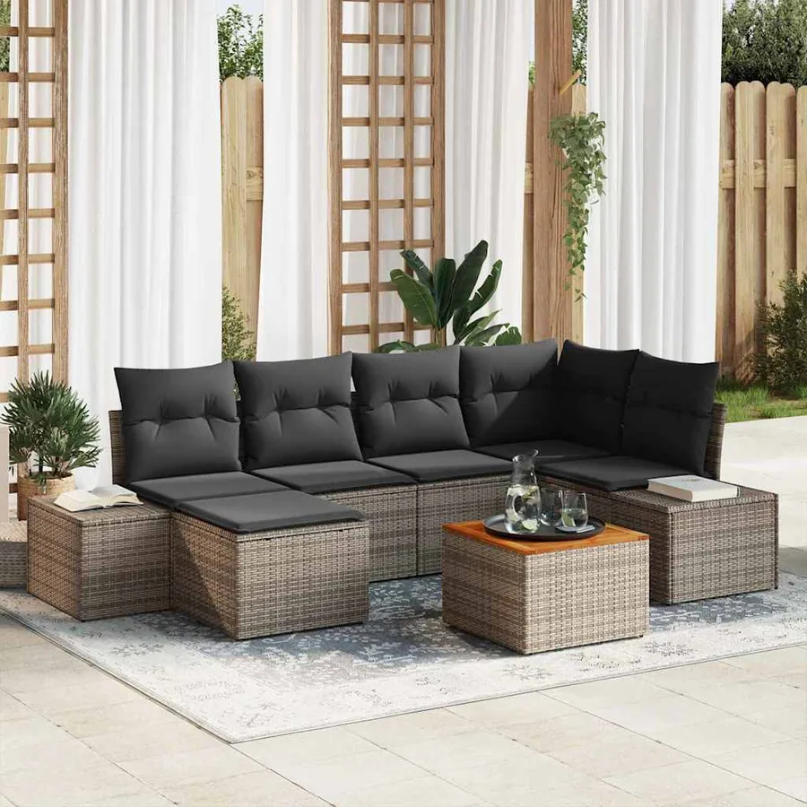 Ensemble de canapé de jardin 7 pcs Gris