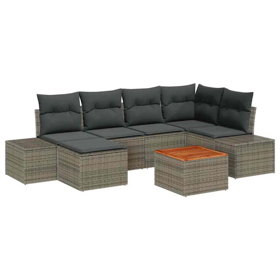 Ensemble de canapé de jardin 7 pcs Gris - 2