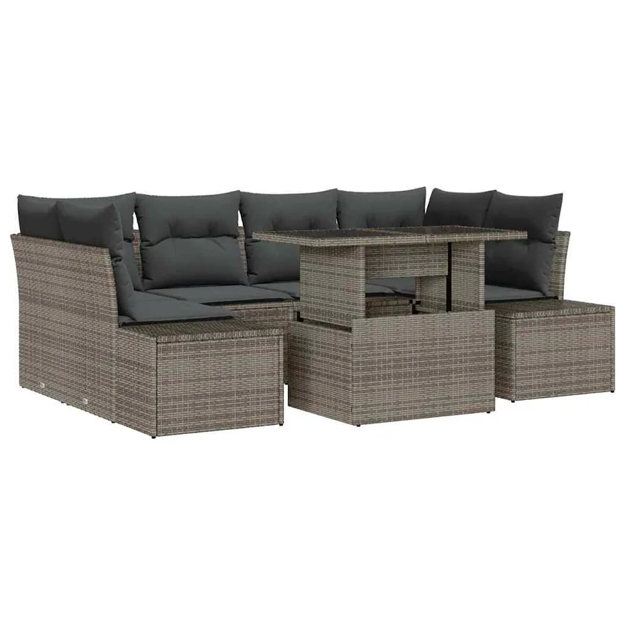 Ensemble de canapé de jardin avec coussin 7 pcs Gris - 2