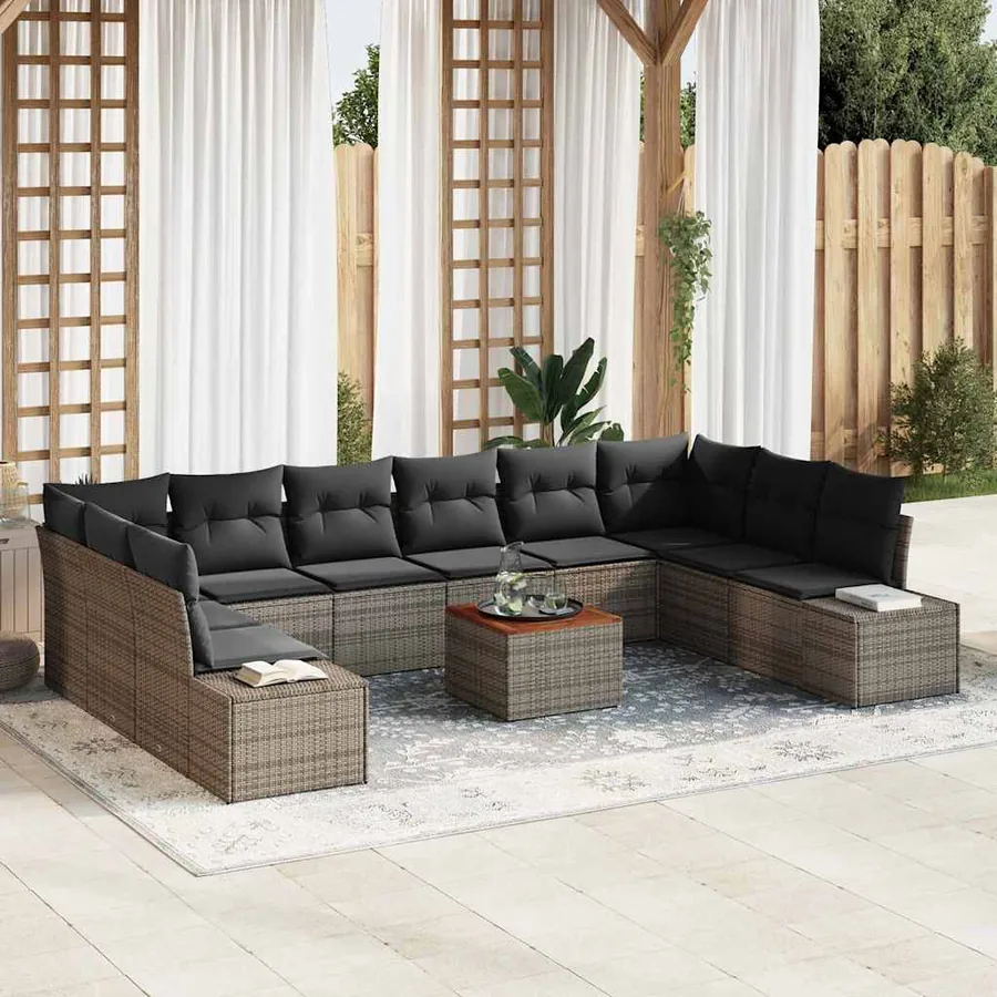 Ensemble de canapé de jardin avec stockage 11 pcs Gris