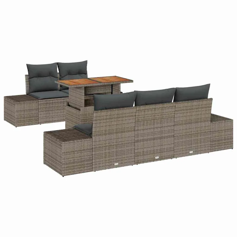Ensemble de canapé de jardin 6 pcs Gris Poly rotin - 2