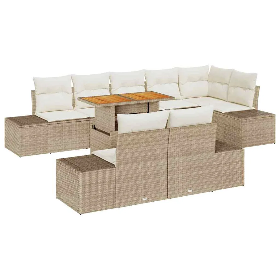 Ensemble de canapé de jardin 9 pcs Beige Poly rotin - 2