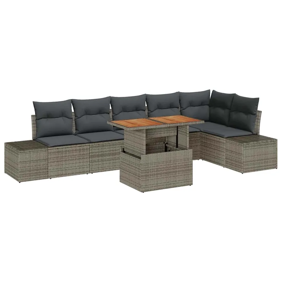 Ensemble de canapé de jardin 7 pcs Gris Poly rotin - 2