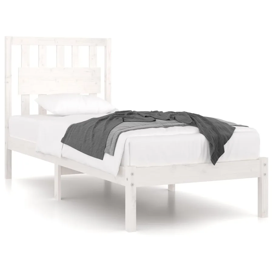 Cadre de lit sans matelas blanc bois massif 90x200 cm - 2